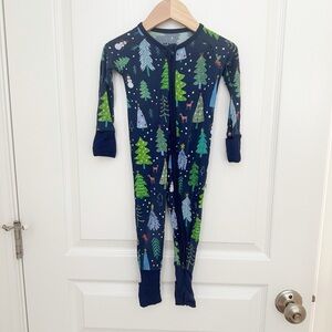 Little Sleepies | Blue Merry & Bright Holiday Bamboo Zippy 6-12 months